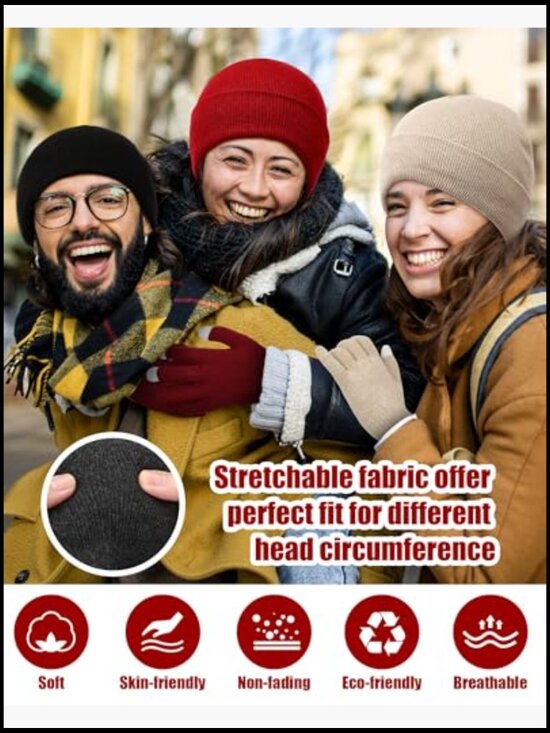 Bulk Winter Beanie Gloves Set 48 Pieces Knit Hats Touchscreen Gloves Unisex main image 7